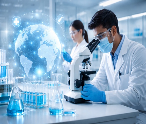 Illustration representing pharmaceutical research and innovation